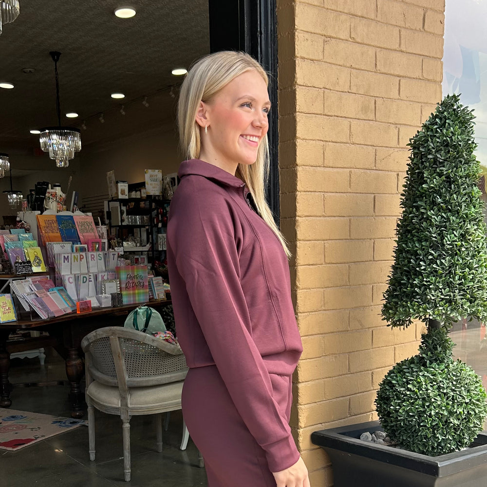 
                      
                        Merlot Truffle Cloud Fleece Collard Quarter Zip Top
                      
                    
