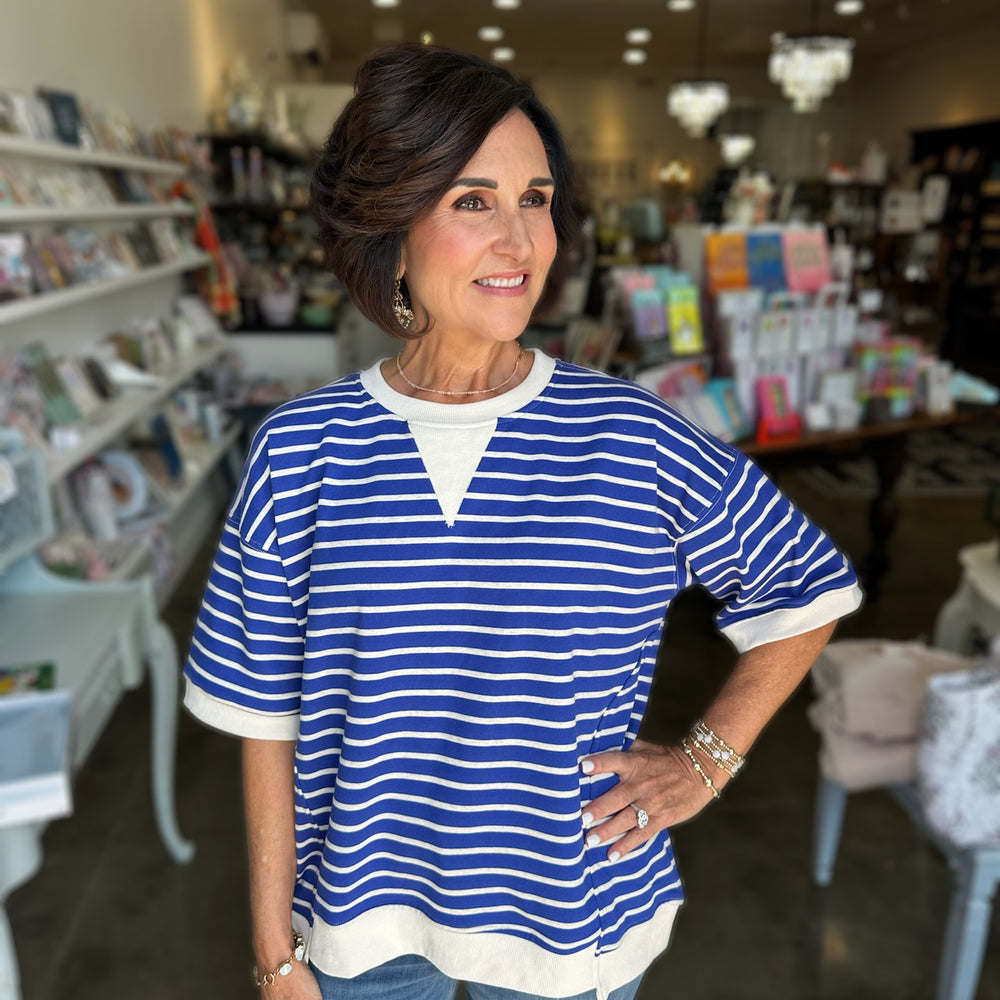 Royal Striped Oversized Top