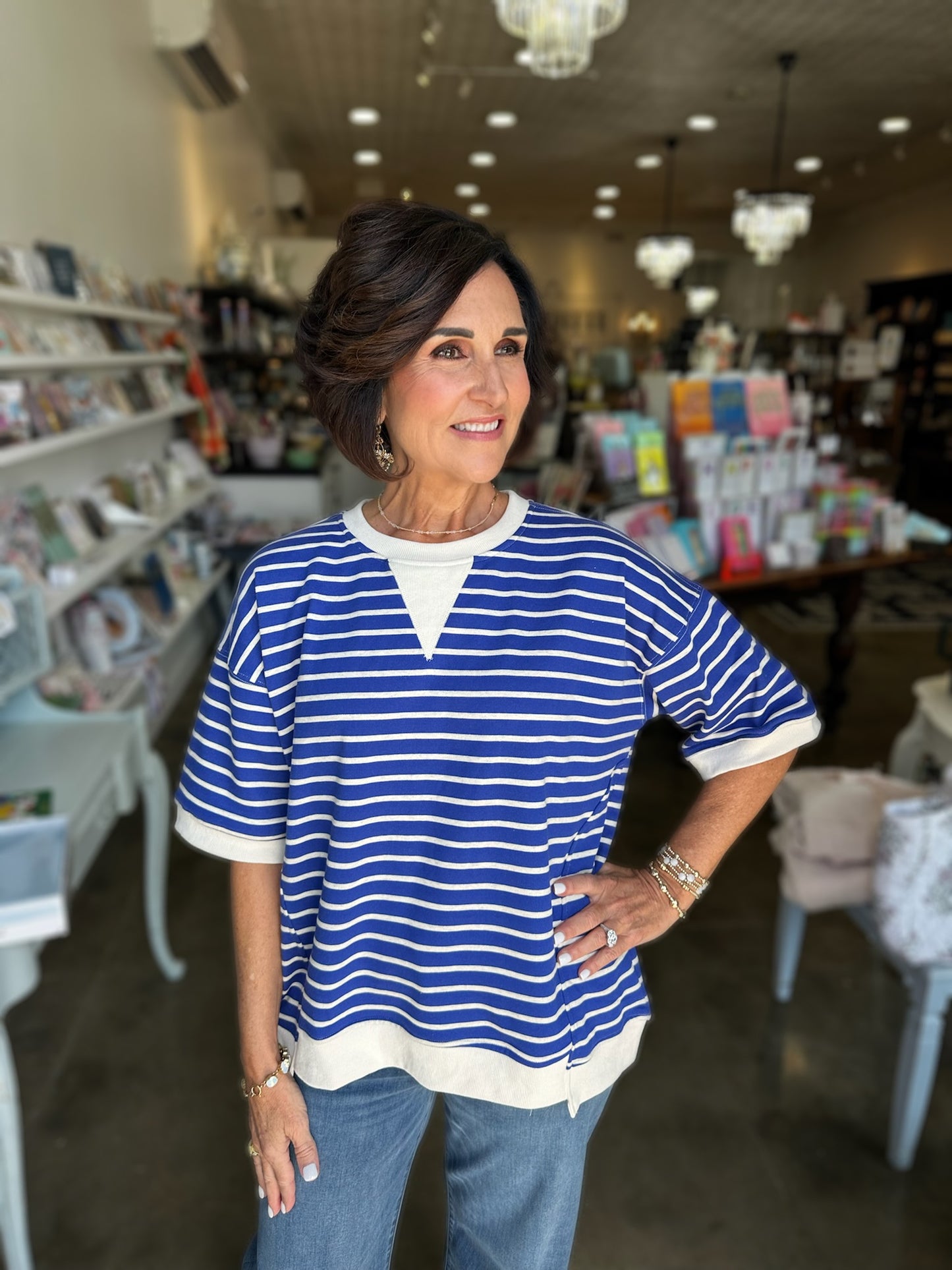 Royal Striped Oversized Top
