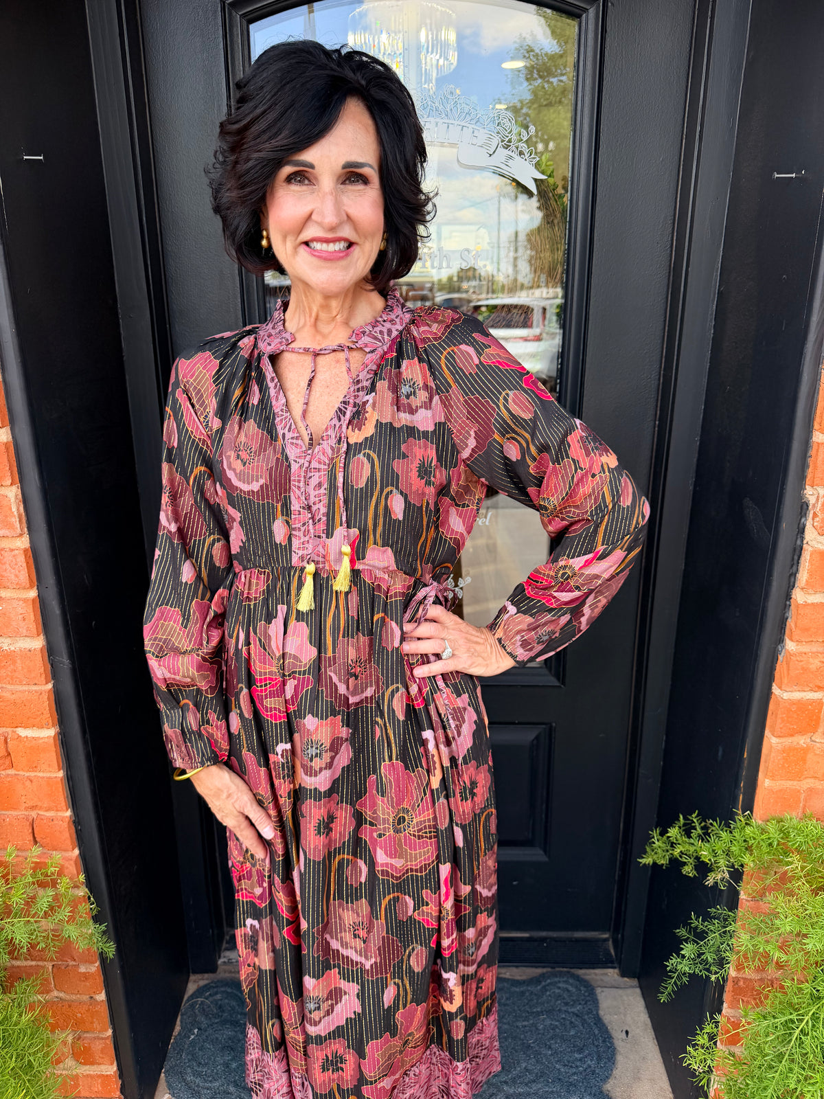 One Size Fall Poppy Side-Tie Ruffle Dress