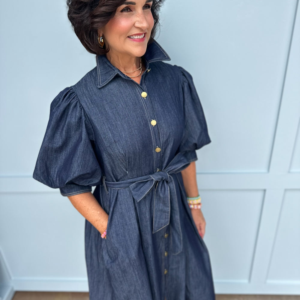 Oakley Denim Puff Sleeve Dress