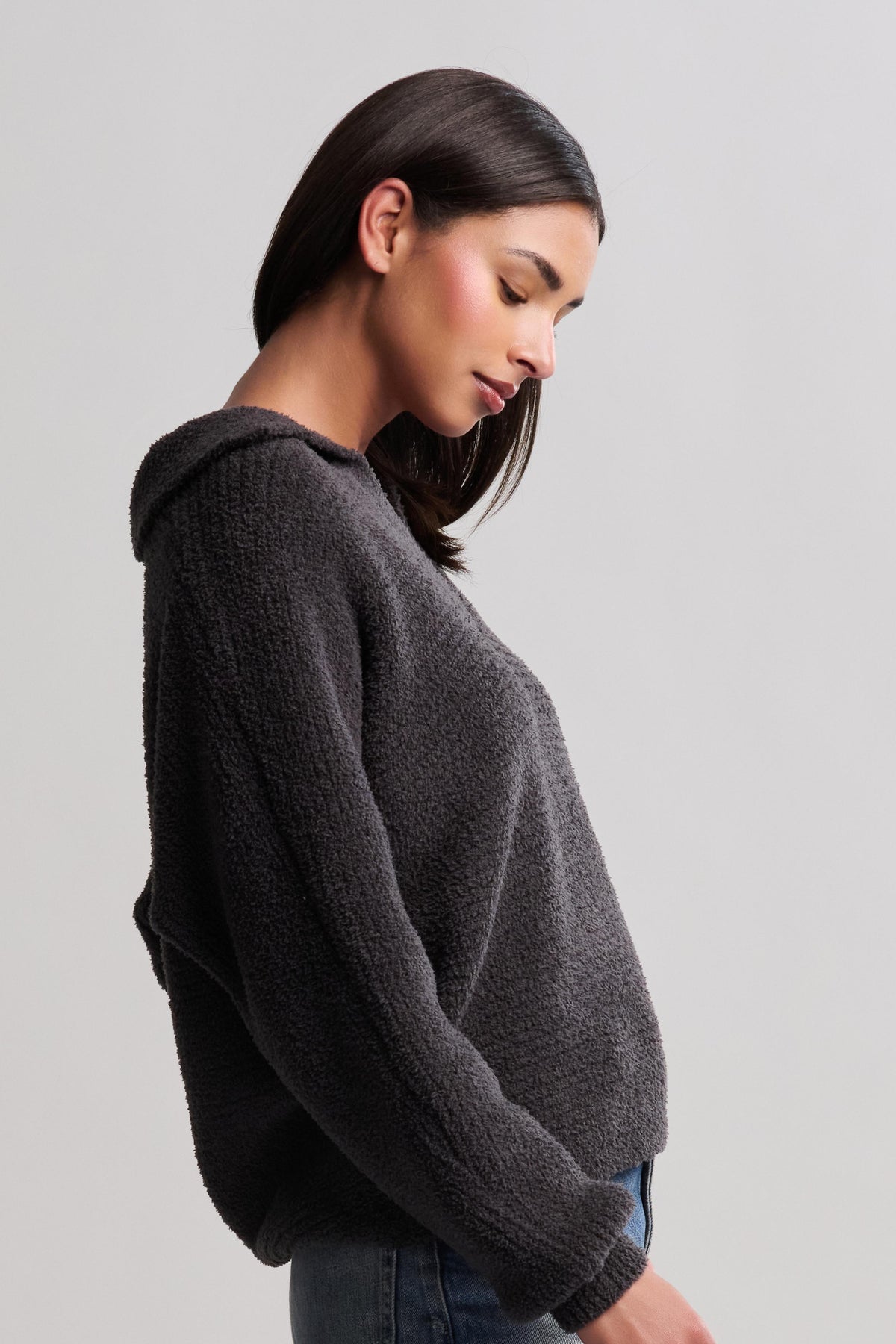 Barefoot Dreams Carbon Dolman Sleeve Collared Sweater