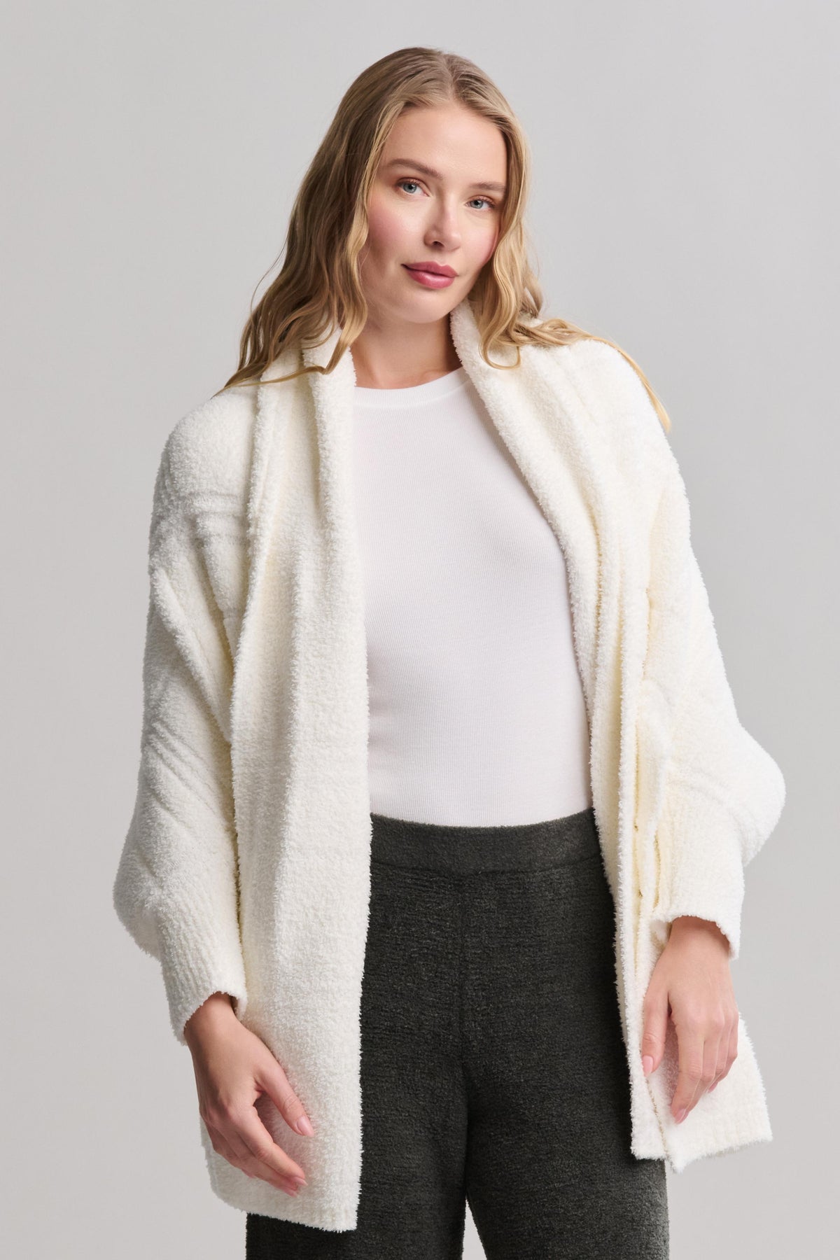 Barefoot Dreams Pearl Plaid CozyChic Blanket Cardigan