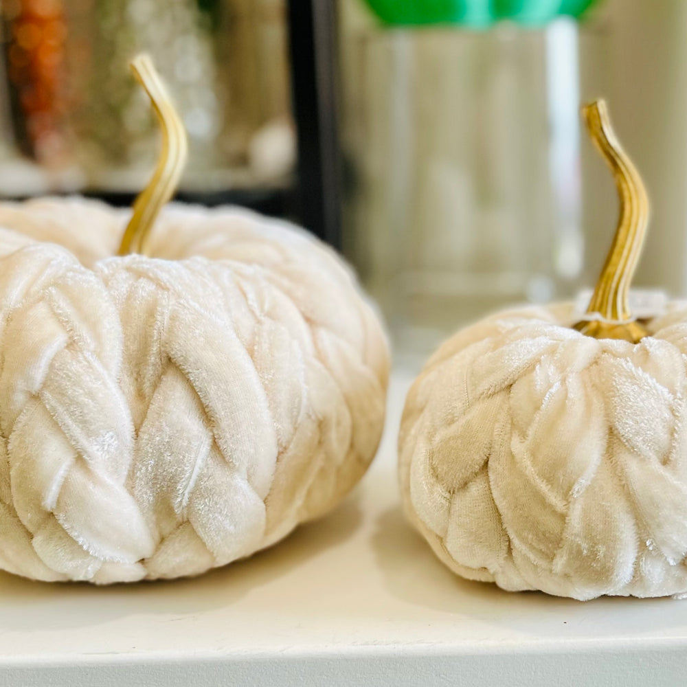 Cream Plush Braided Pumpkins