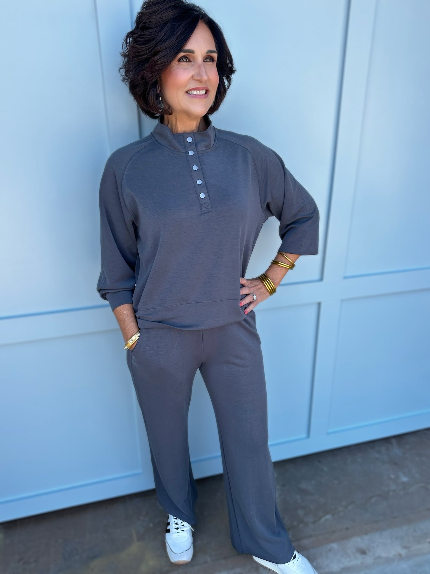 Graphite Luxe Cloud Wide Leg Pant