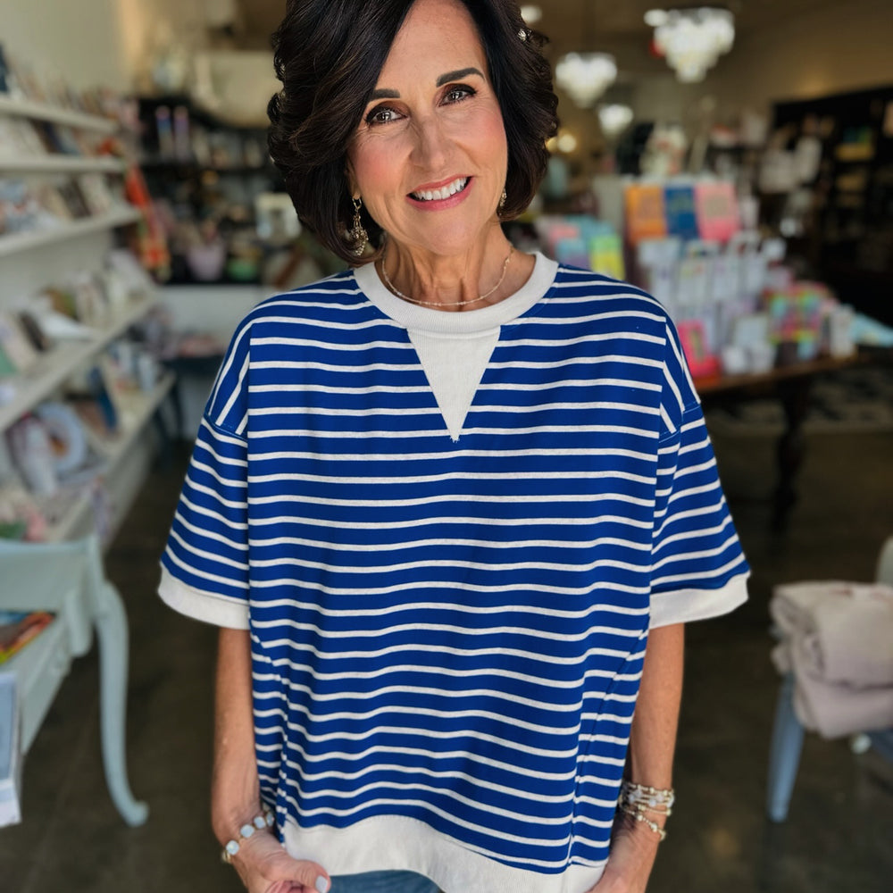 Royal Striped Oversized Top