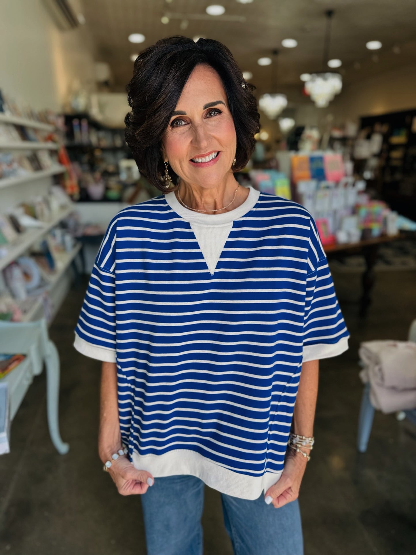 Royal Striped Oversized Top