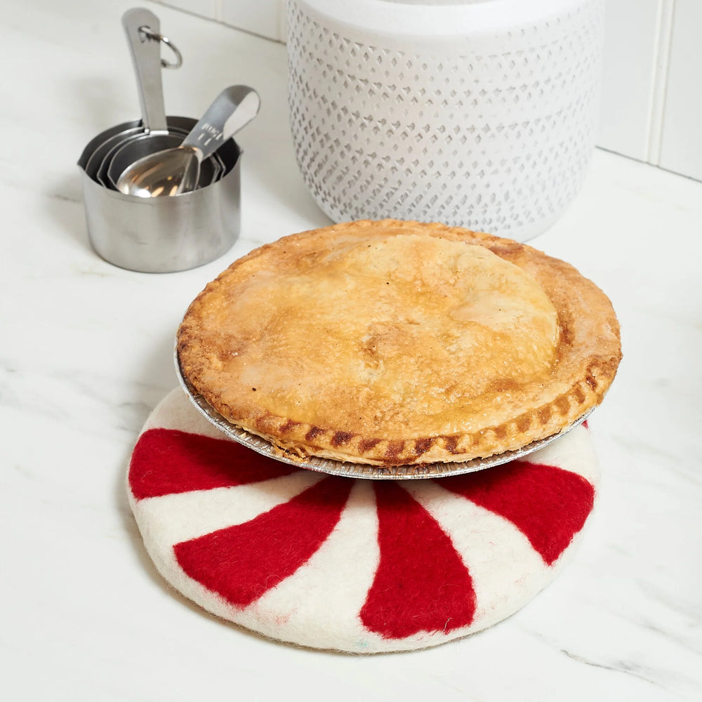 Candy Cane Wool Trivet