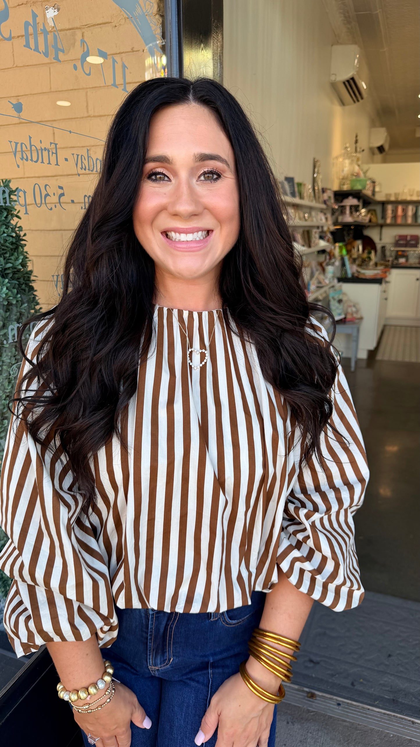 Karlie Mocha Stripe Bubble Top