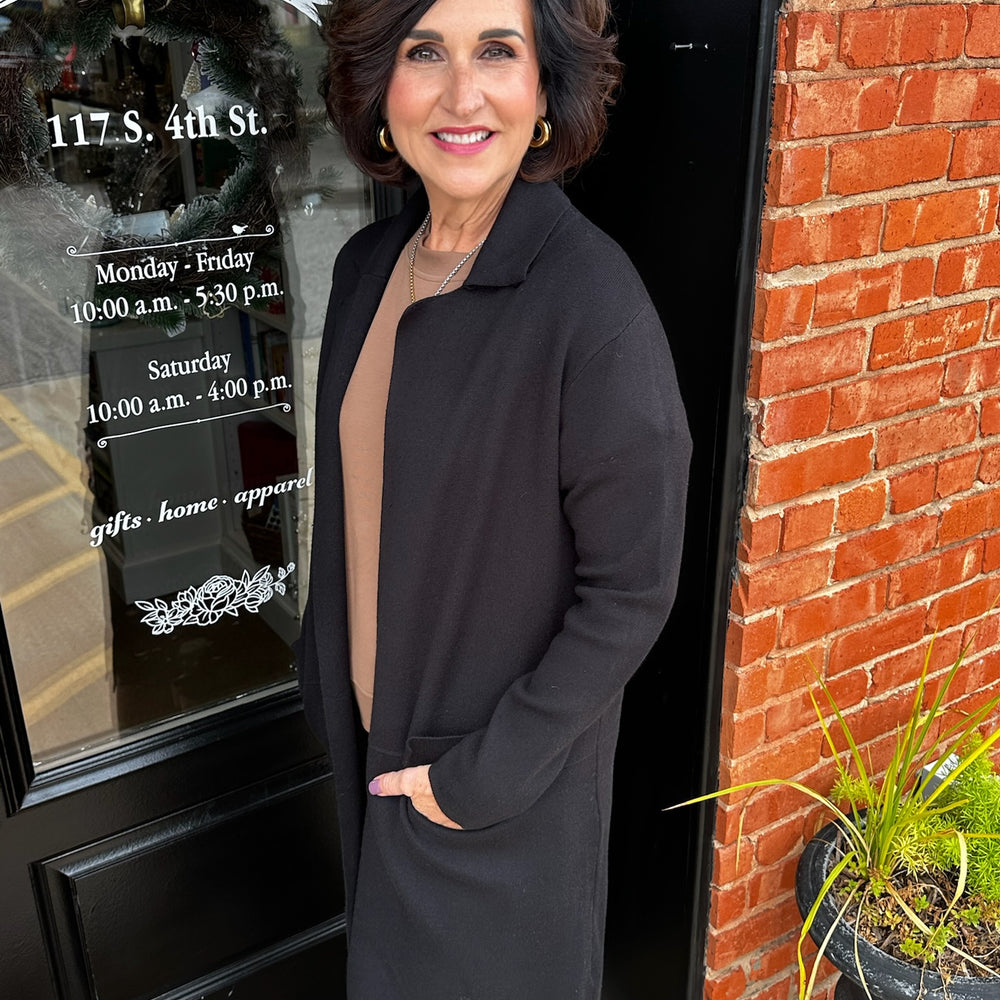 Classic Black Cardigan With Collar