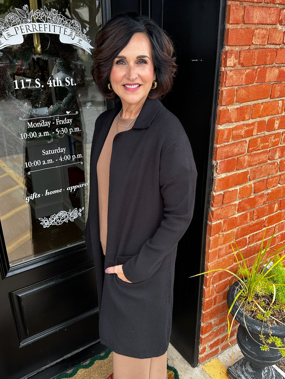 Classic Black Cardigan With Collar