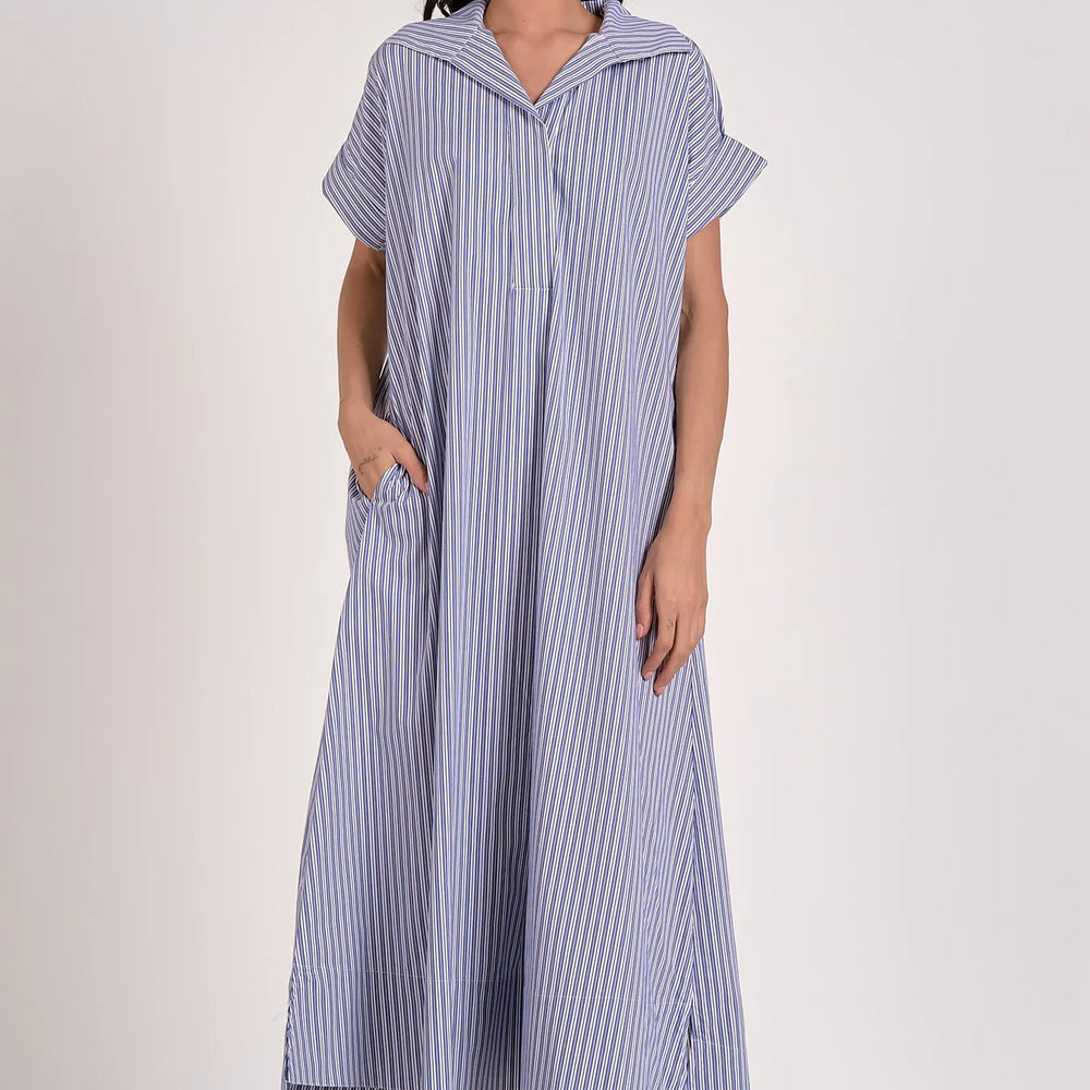 Maxi Navy Striped Shirt Dress