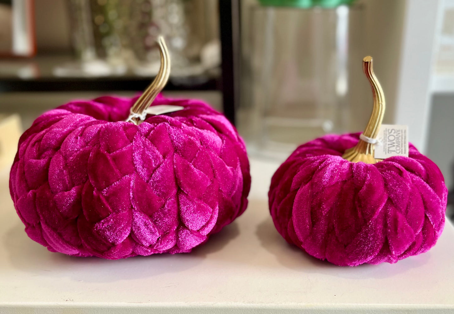 Magenta Plush Braided Pumpkins