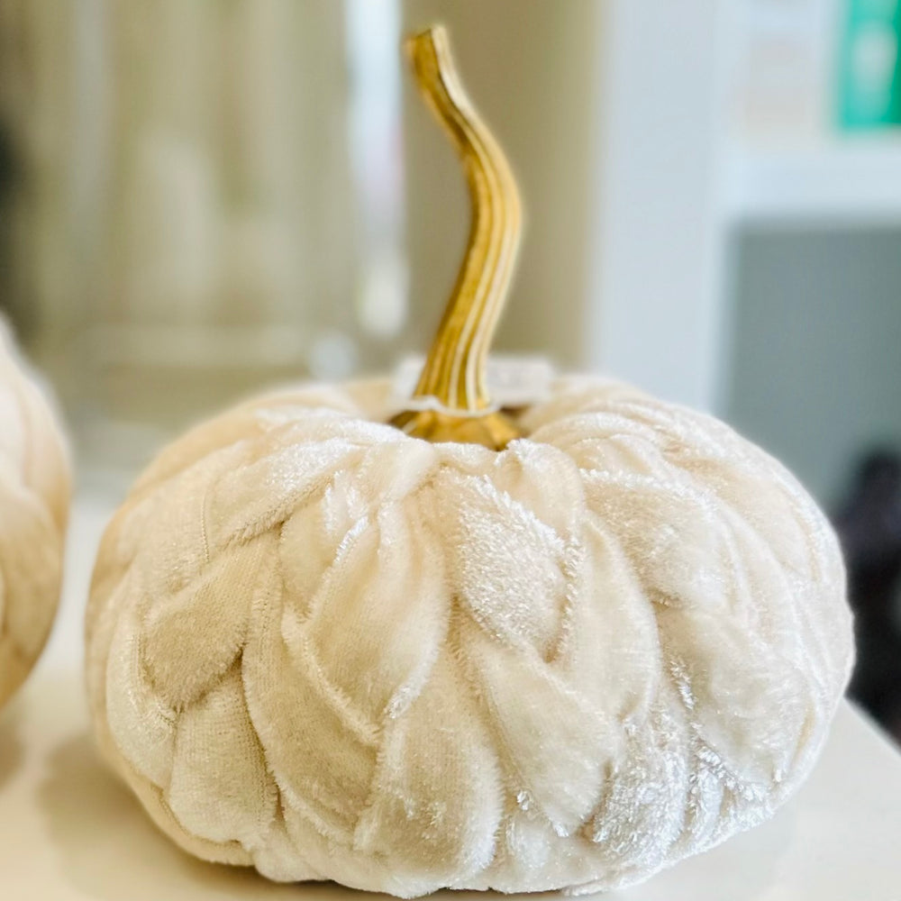 Cream Plush Braided Pumpkins