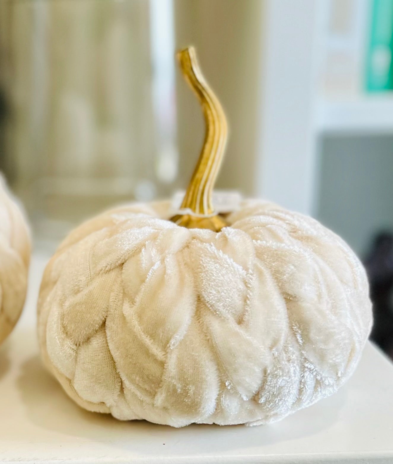 Cream Plush Braided Pumpkins