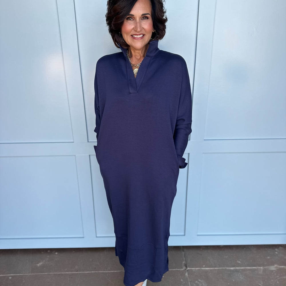 
                      
                        Navy Modal Collared Midi Dress
                      
                    