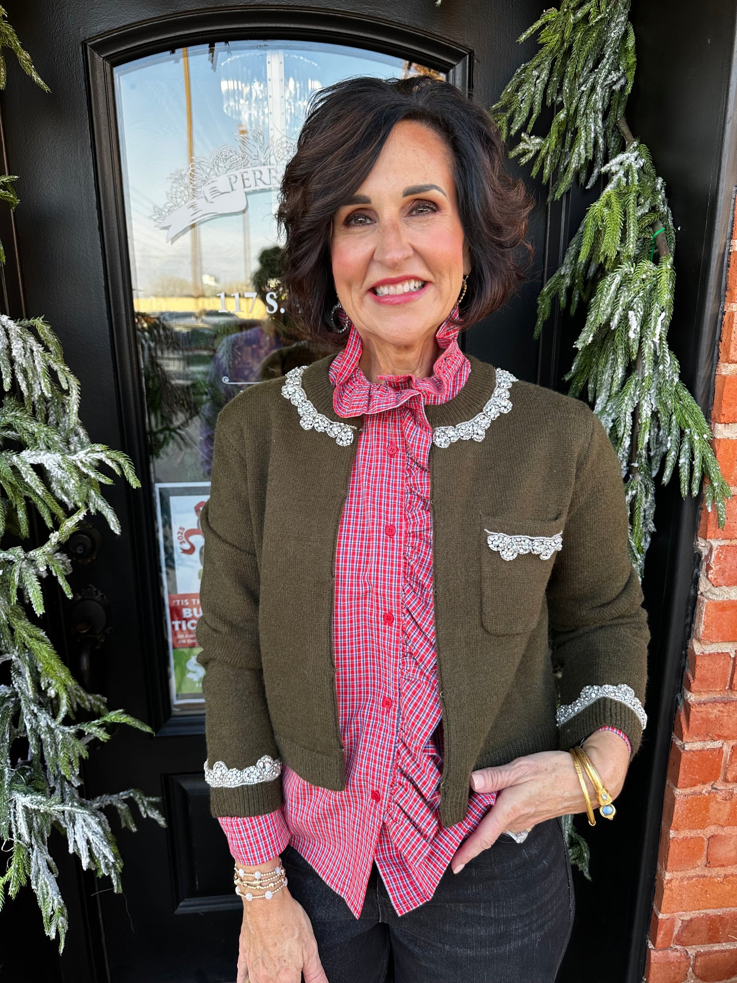 Olive Jewel Cardigan