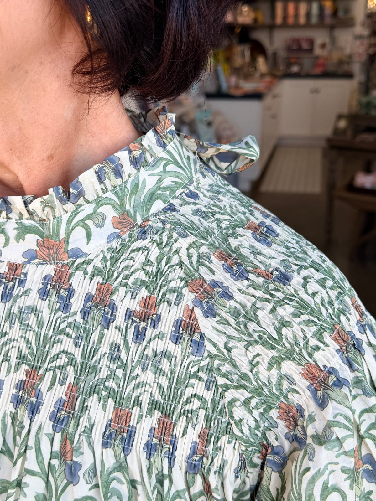 Smocked Cream Garden Blouse