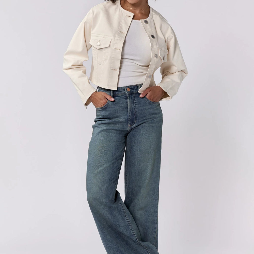 Wheat Cropped Clean Line Jacket