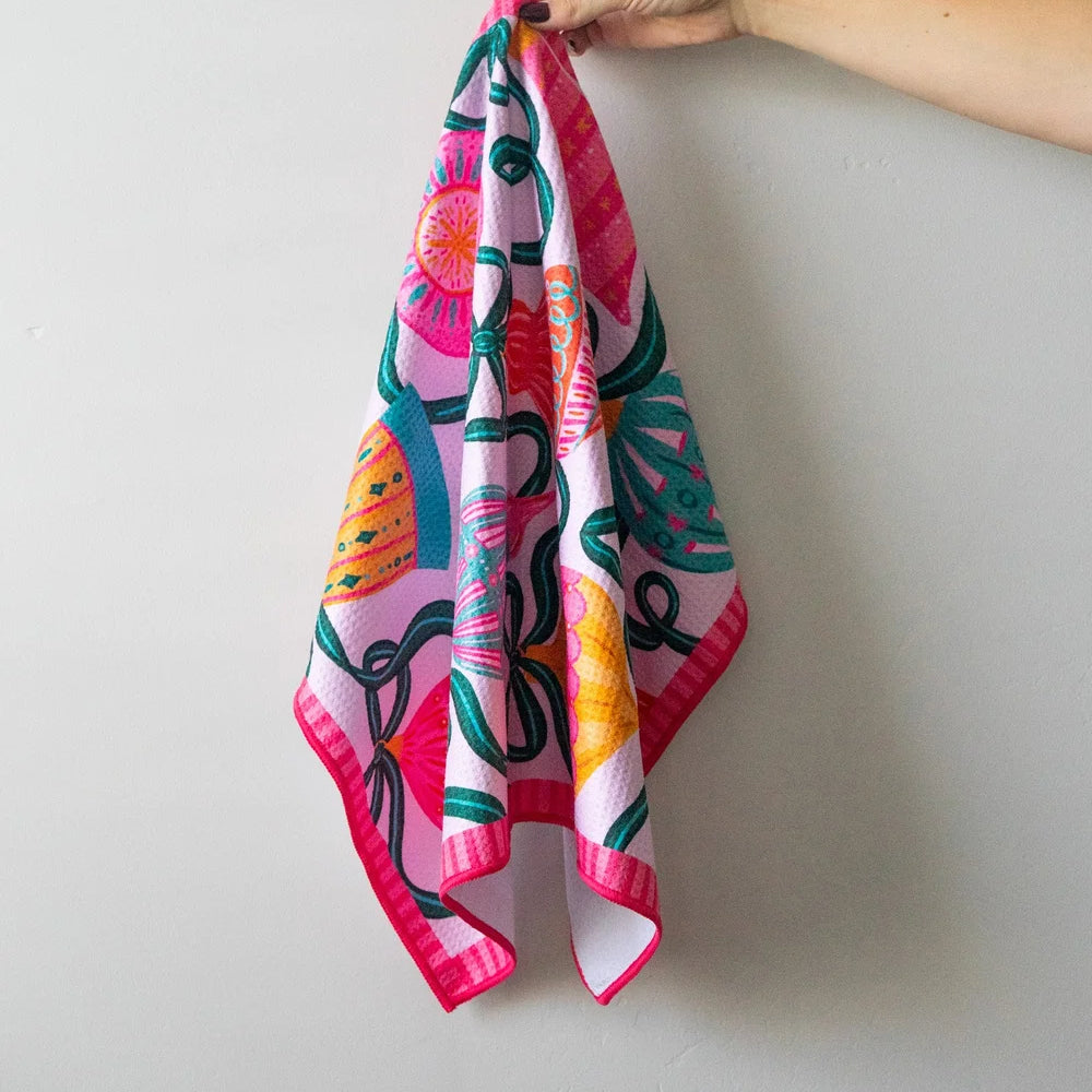 Ornaments & Bows Dish Towel
