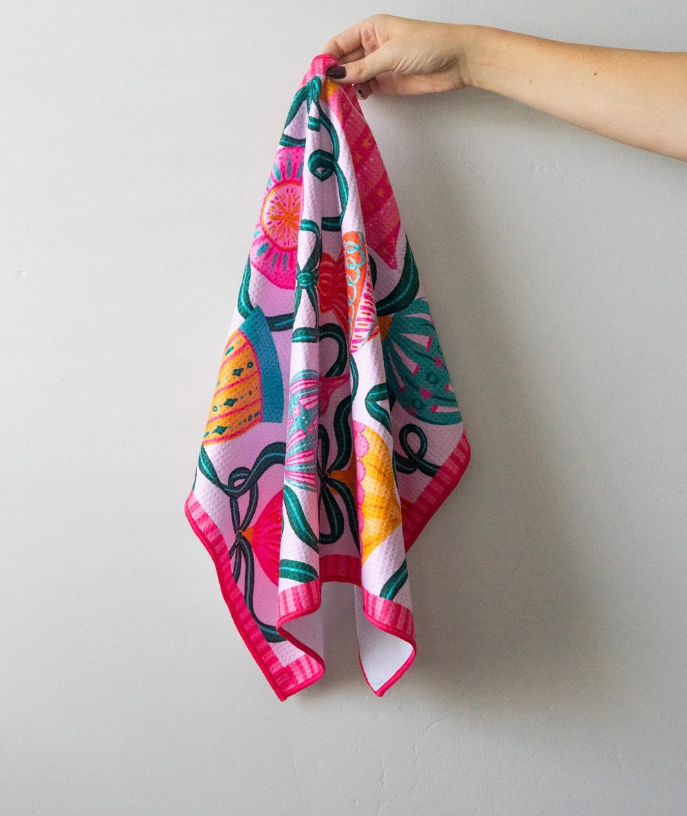 Ornaments & Bows Dish Towel