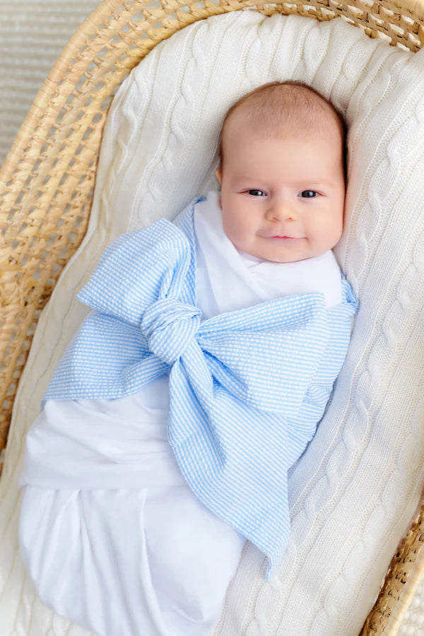 Blue Stripe Bow Swaddle (E&A)