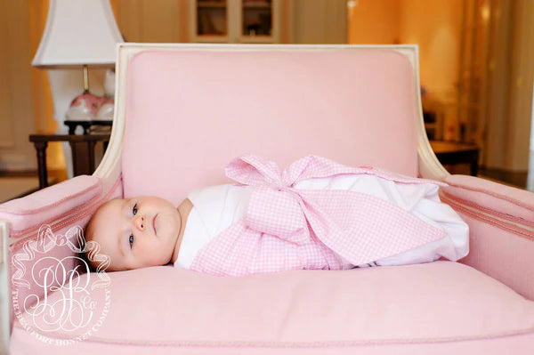 Pink Gingham Bow Swaddle