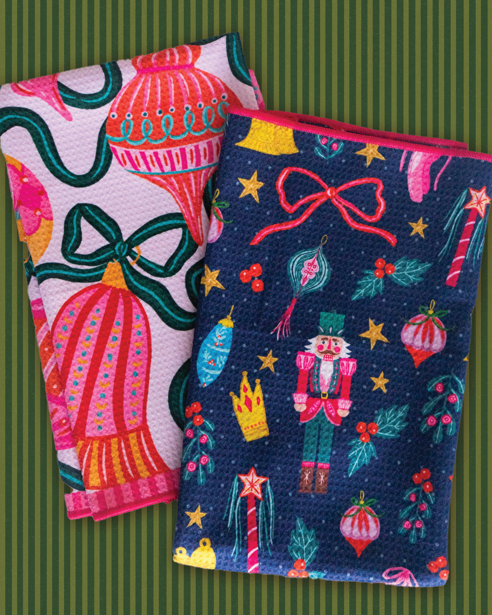 Ornaments & Bows Dish Towel