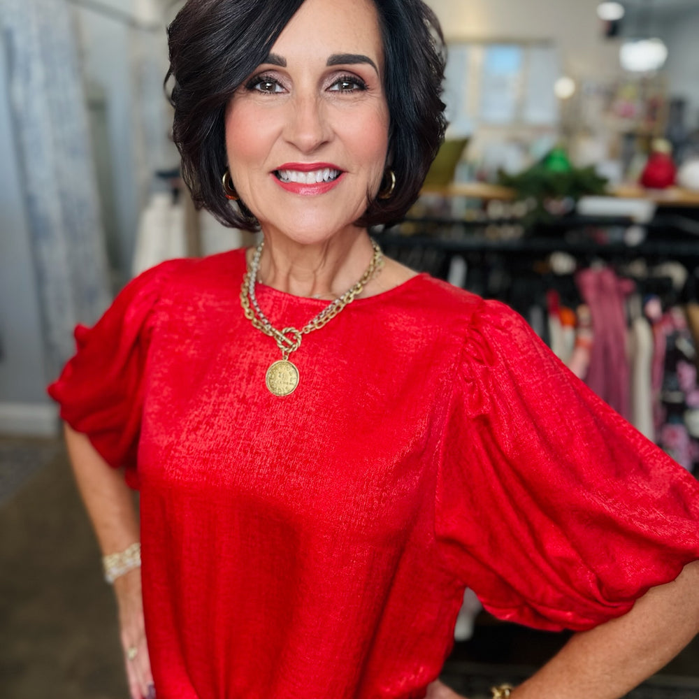 
                      
                        Red Festive Foil Top
                      
                    