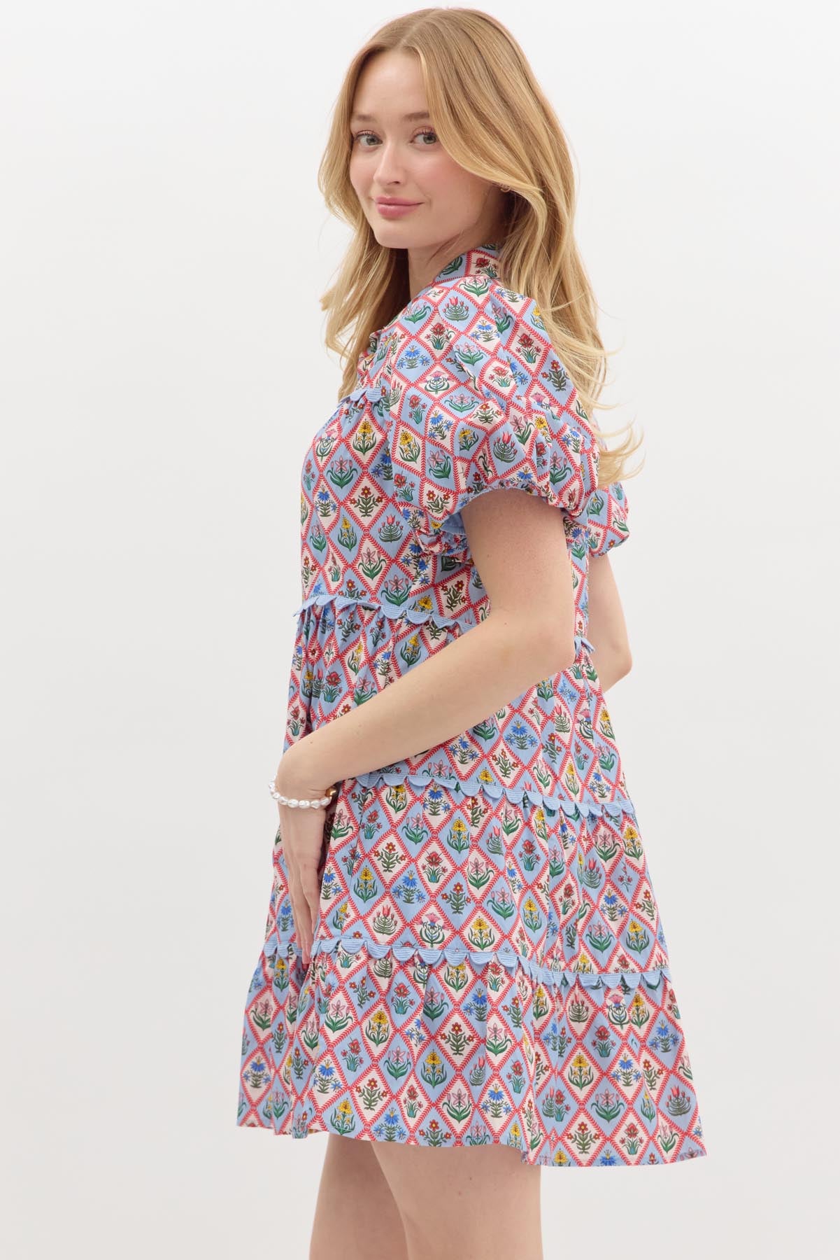 Floral Ricrac Trim Dress