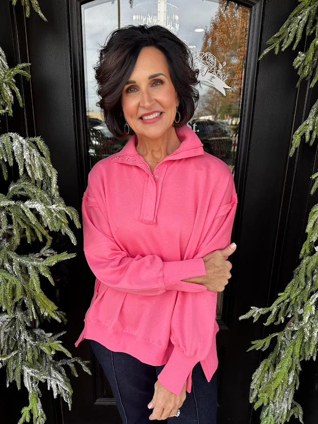 Candy Henley Sweatshirt Top