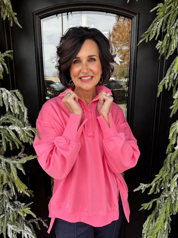 Candy Henley Sweatshirt Top