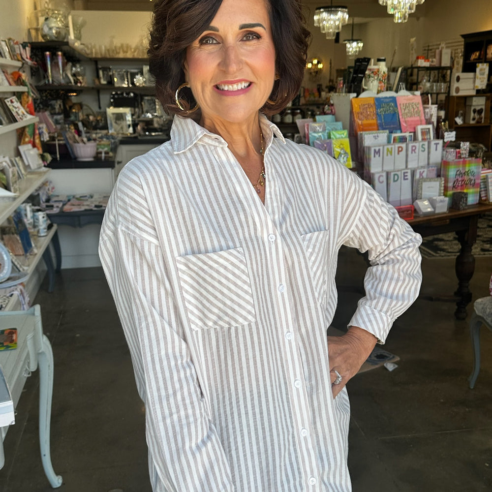 Everyday Taupe Stripe Top