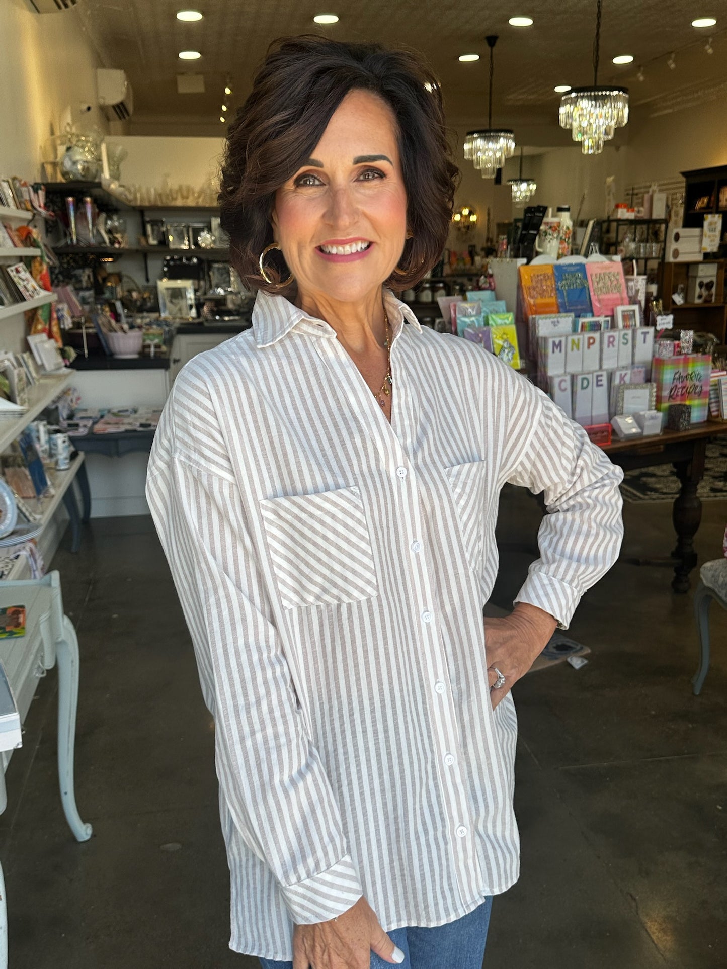 Everyday Taupe Stripe Top