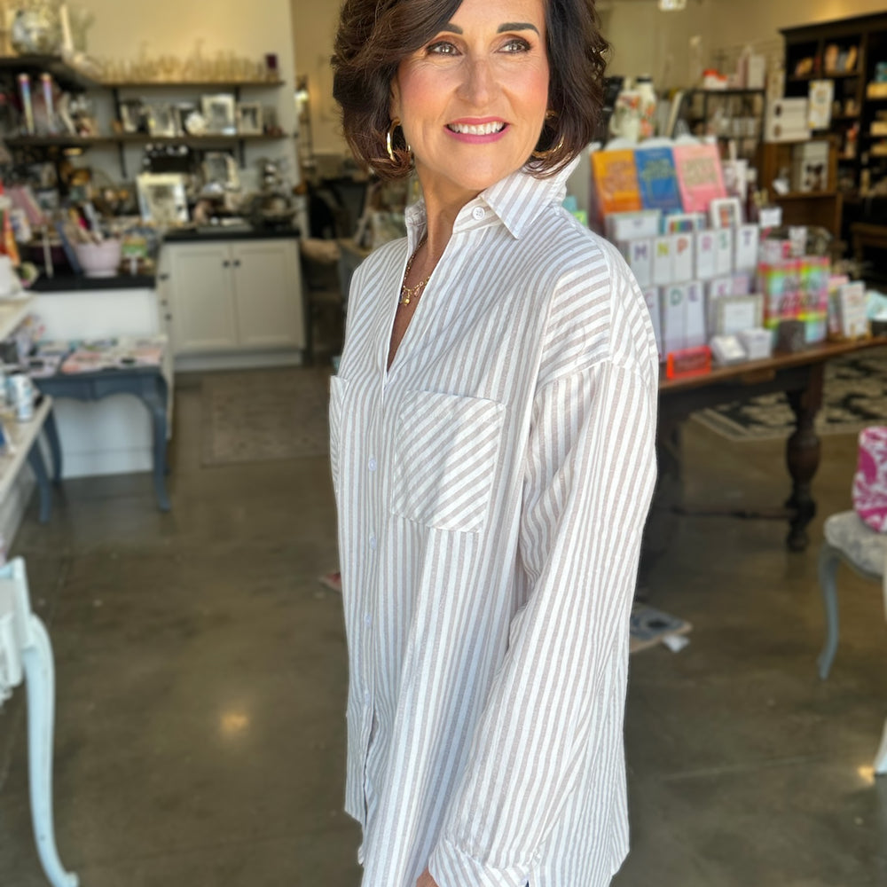 
                      
                        Everyday Taupe Stripe Top
                      
                    