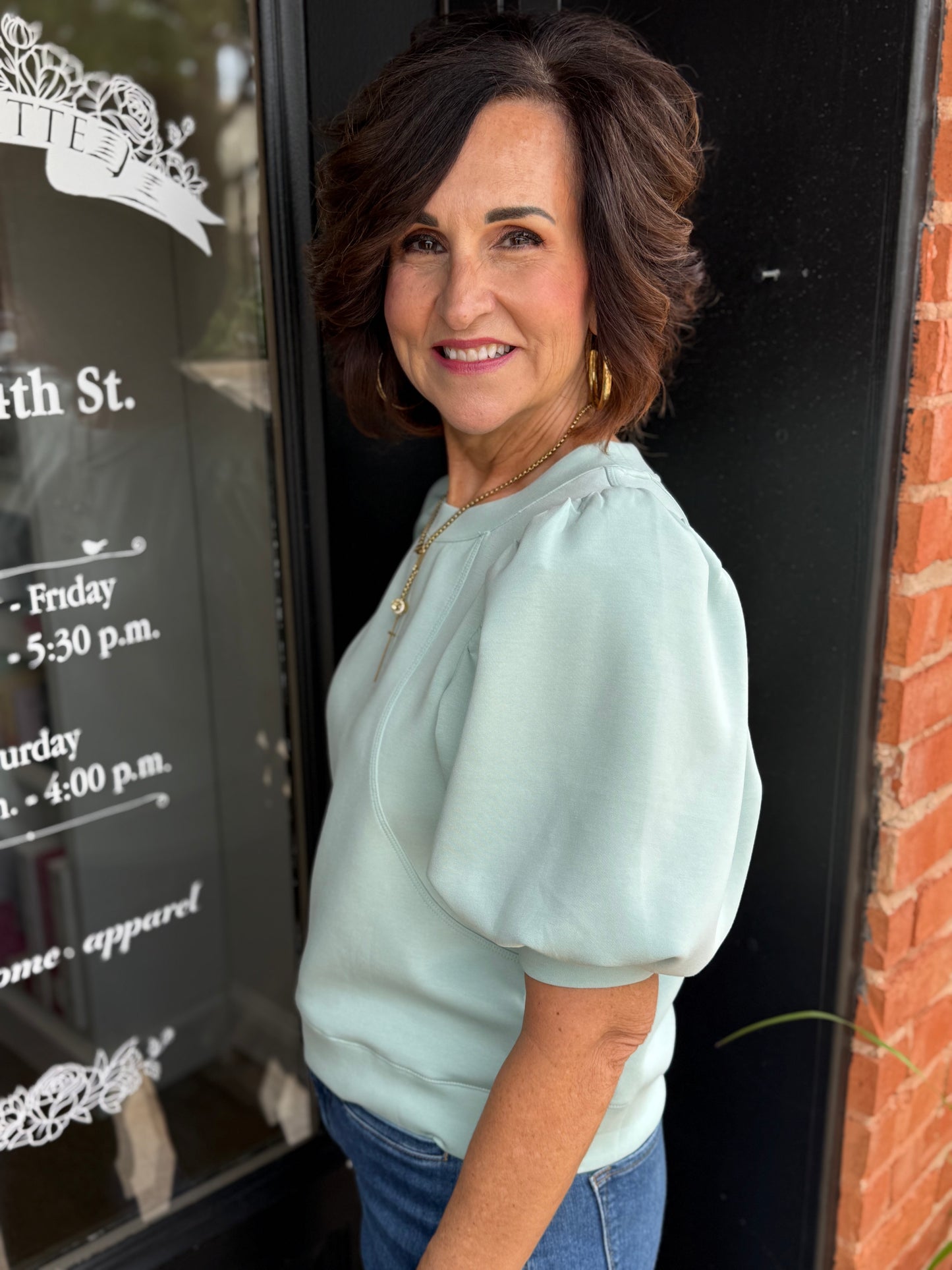 Soft Mint Puff Top