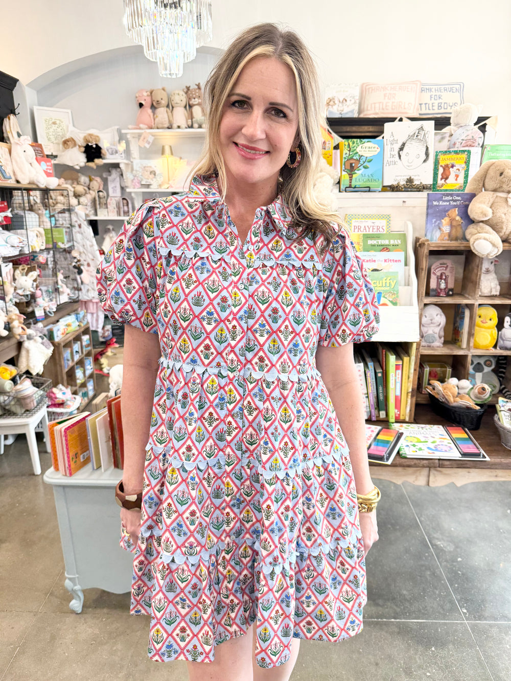 Floral Ricrac Trim Dress