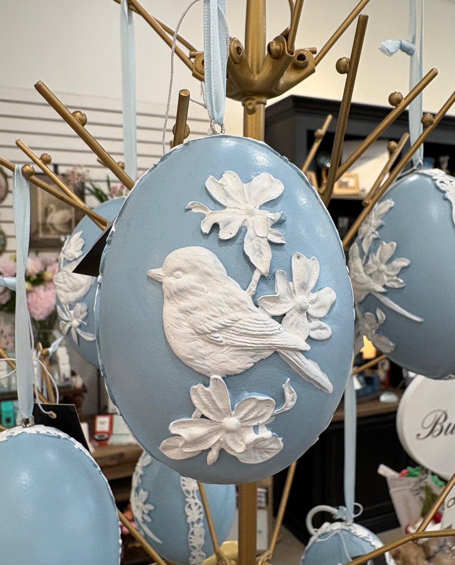 Blue and White Resin Easter Egg