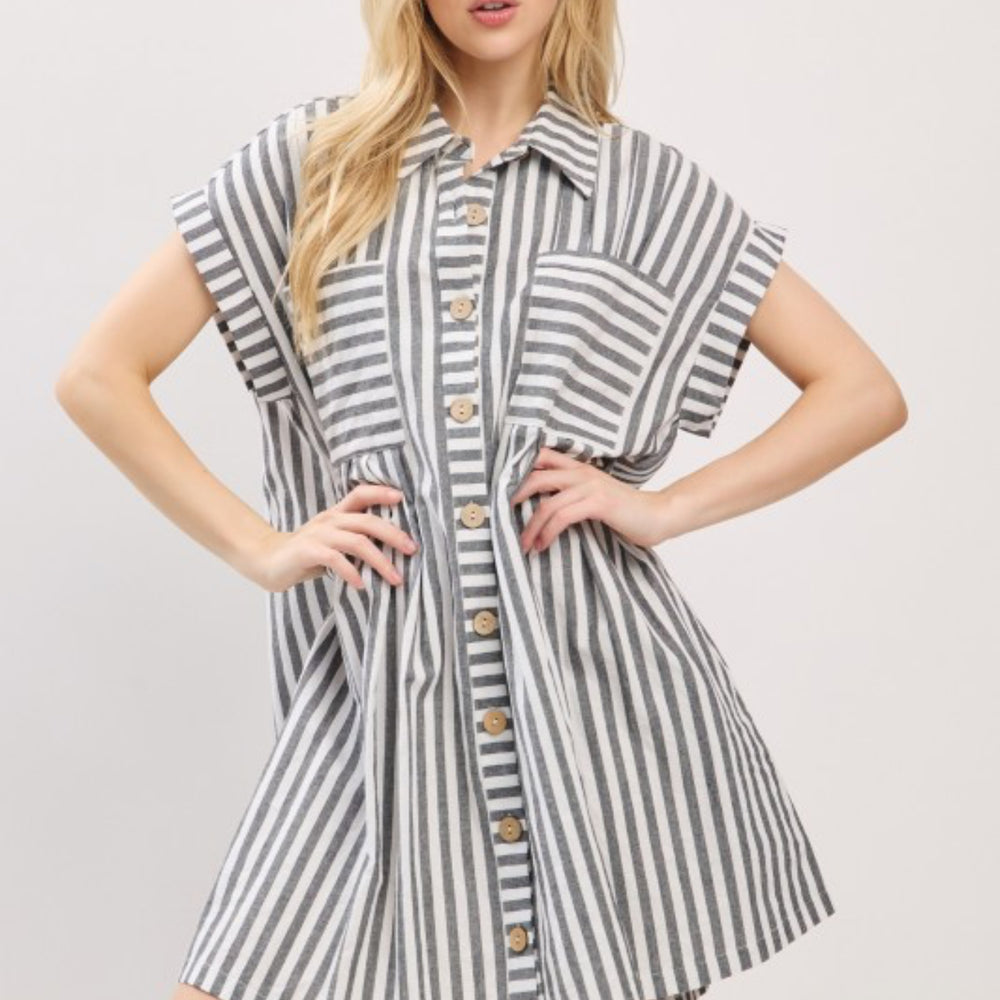 
                      
                        Charcoal Cotton Striped Tunic Dress
                      
                    