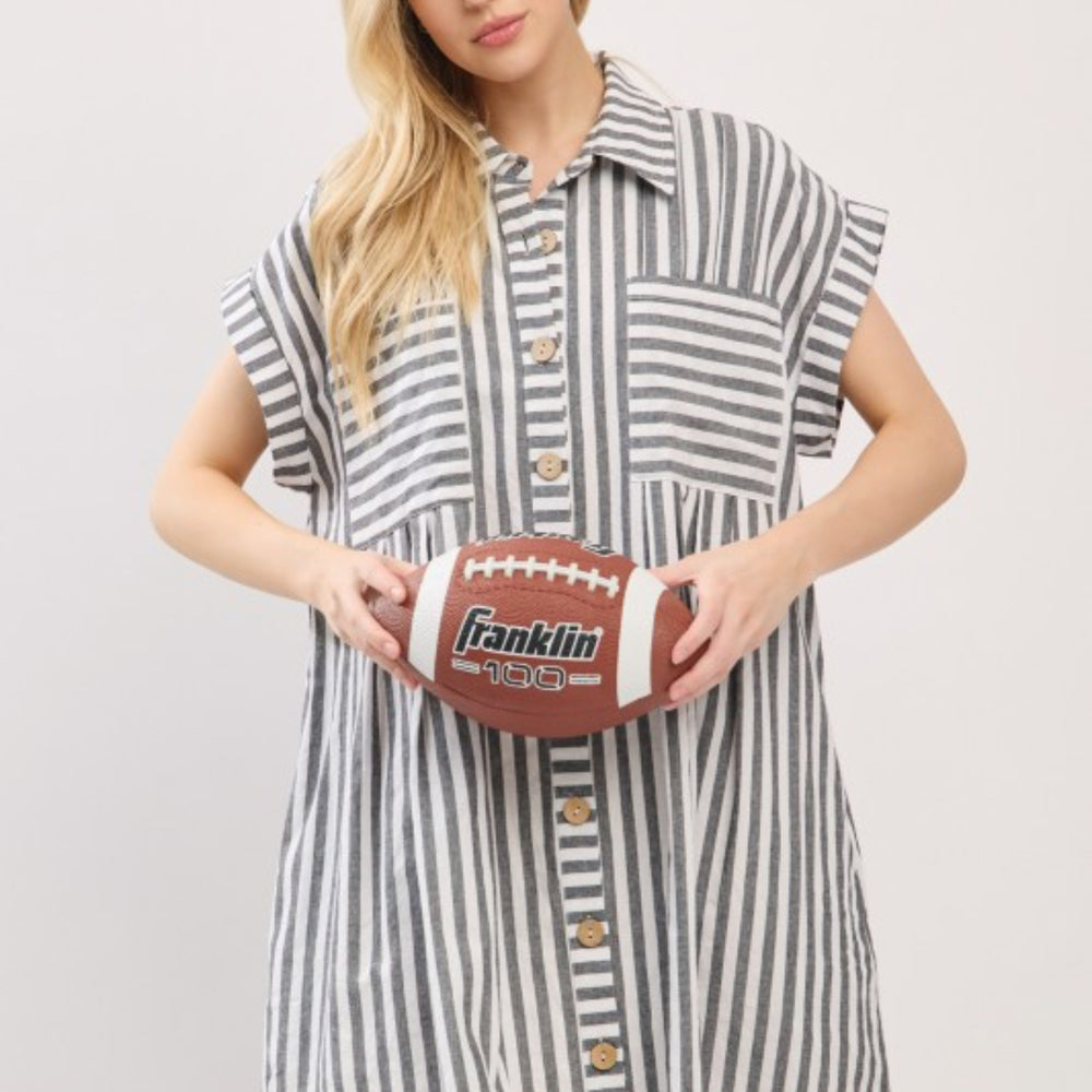 
                      
                        Charcoal Cotton Striped Tunic Dress
                      
                    