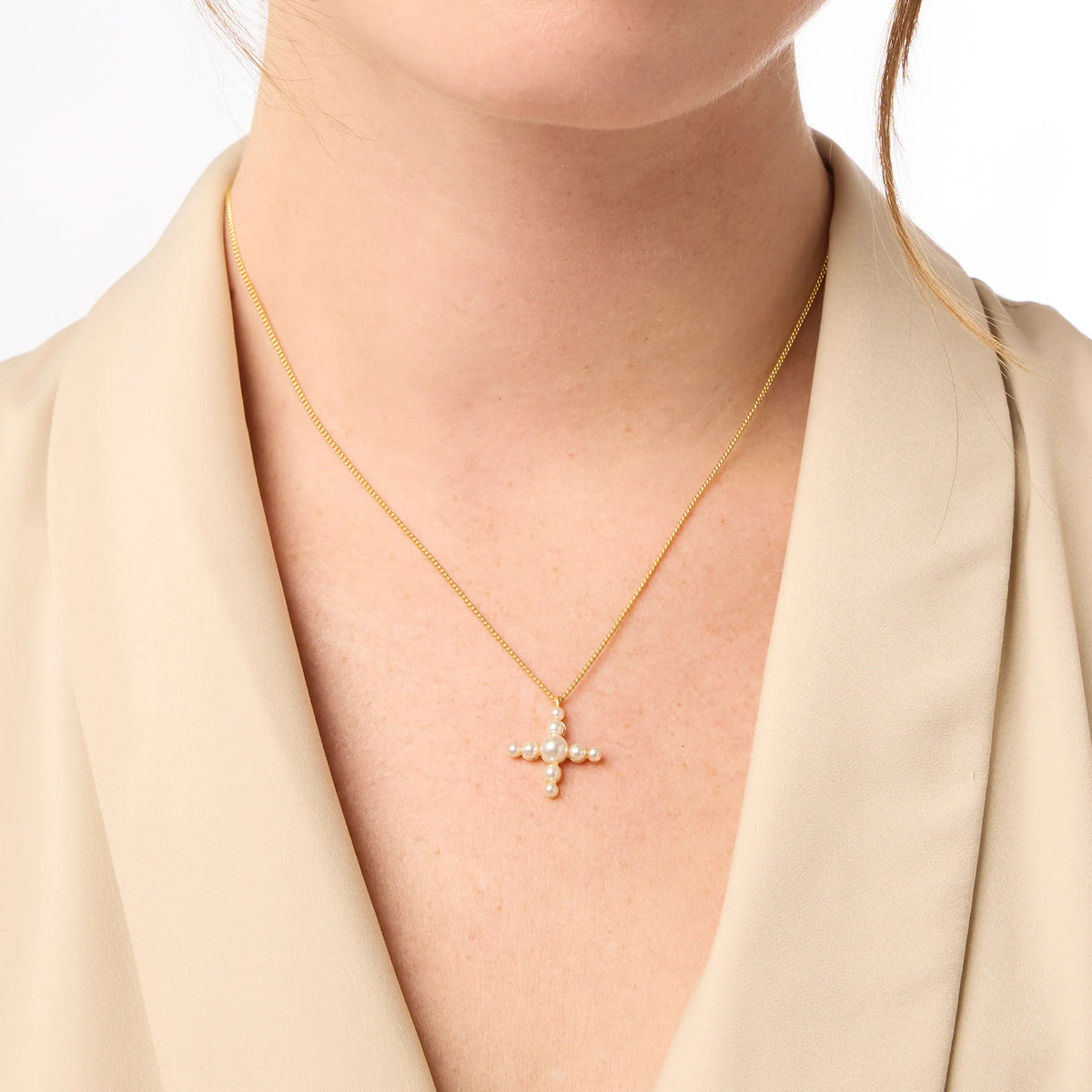 Julie Vos Gumdrop Cross Delicate Necklace