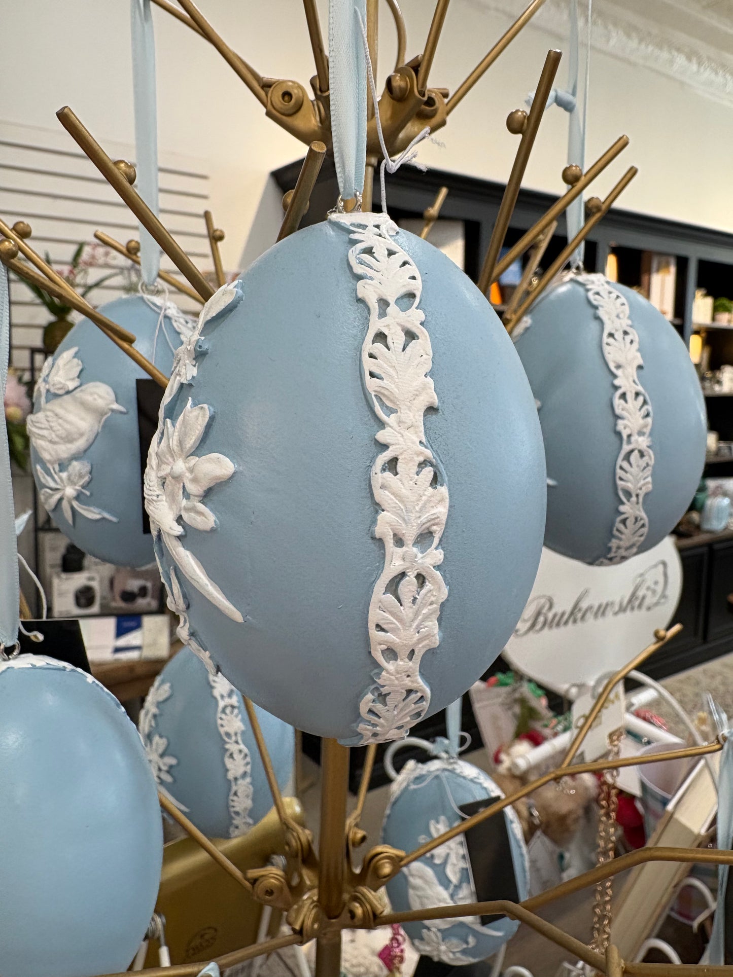 Blue and White Resin Easter Egg