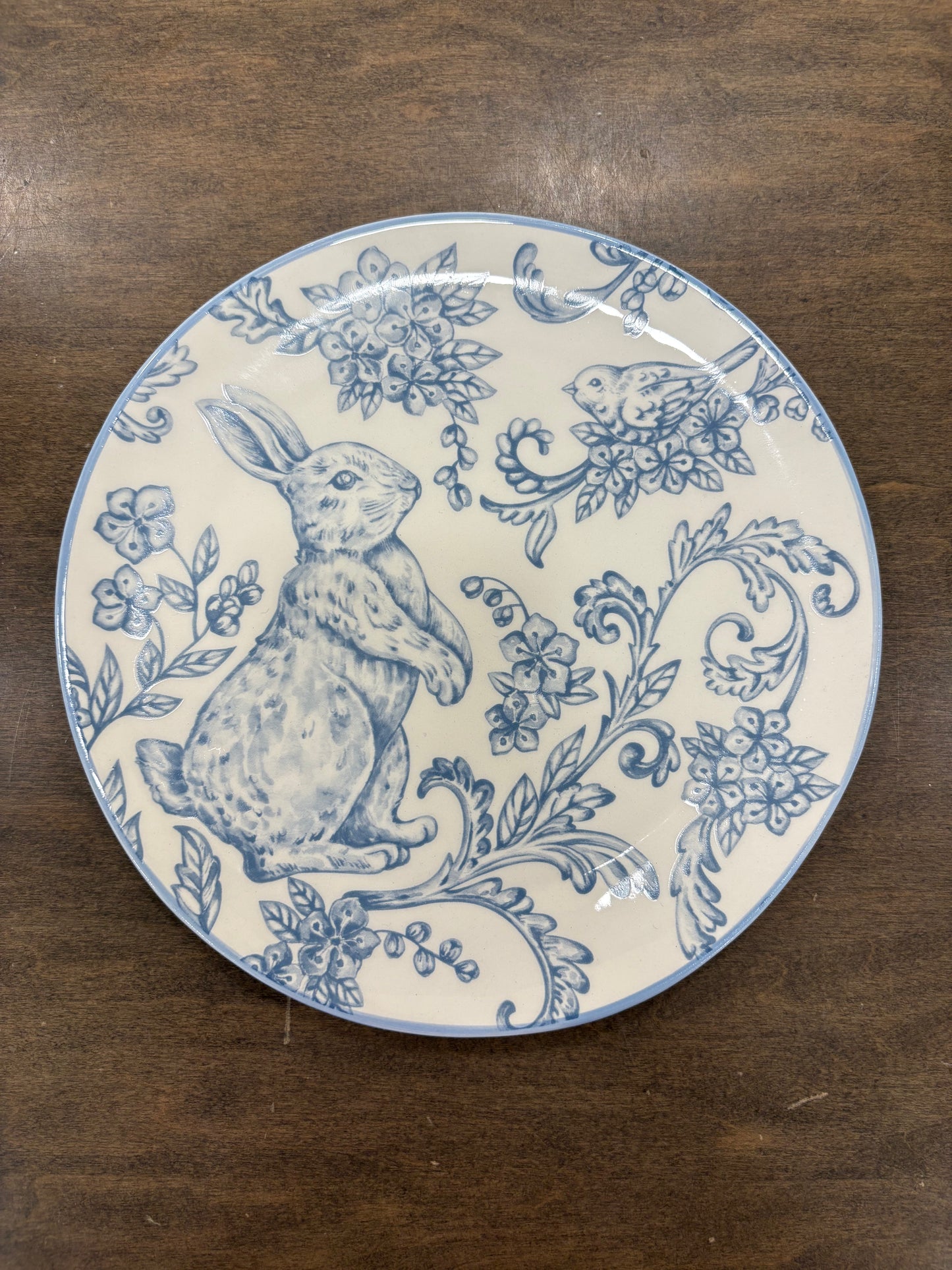 Blue and White Easter Bunny Plate