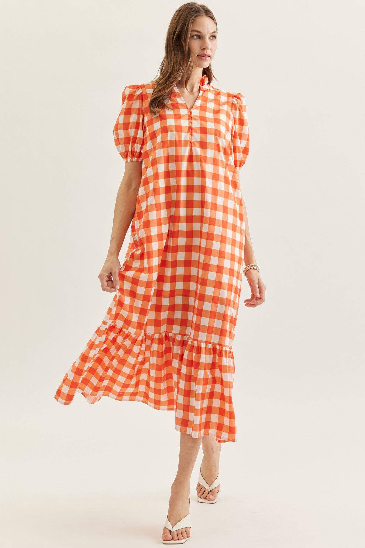 orange gingham midi dress Womens Simply Be Orange Gingham Waist Detail Midi Dress US 12