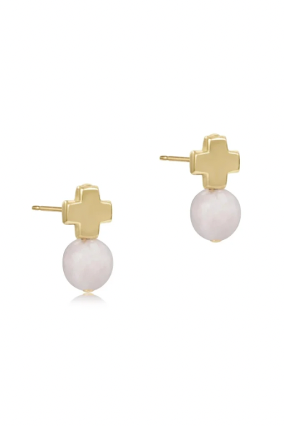 enewton Signature Cross Gold Stud Moonstone Earring