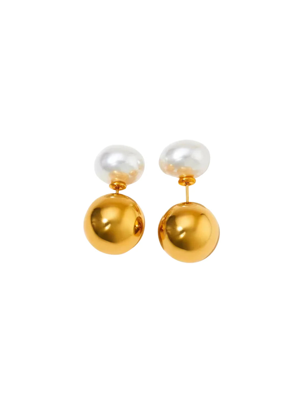 Luna Stud Earring-Pearl/Gold