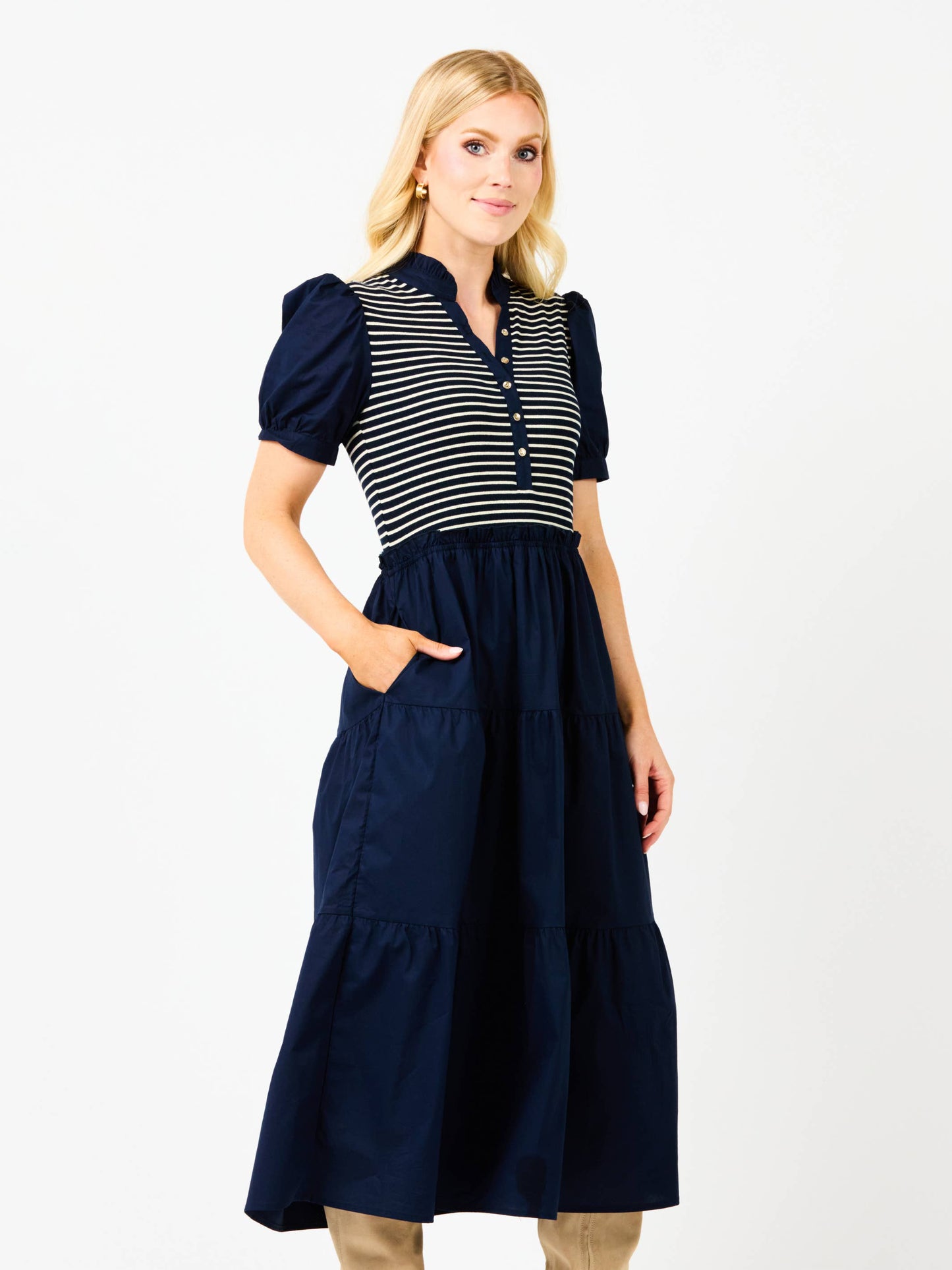 Vanessa Navy Stripe Dress