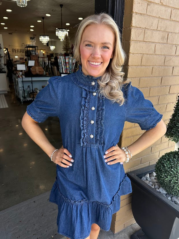 Harper Denim Ruffle Dress
