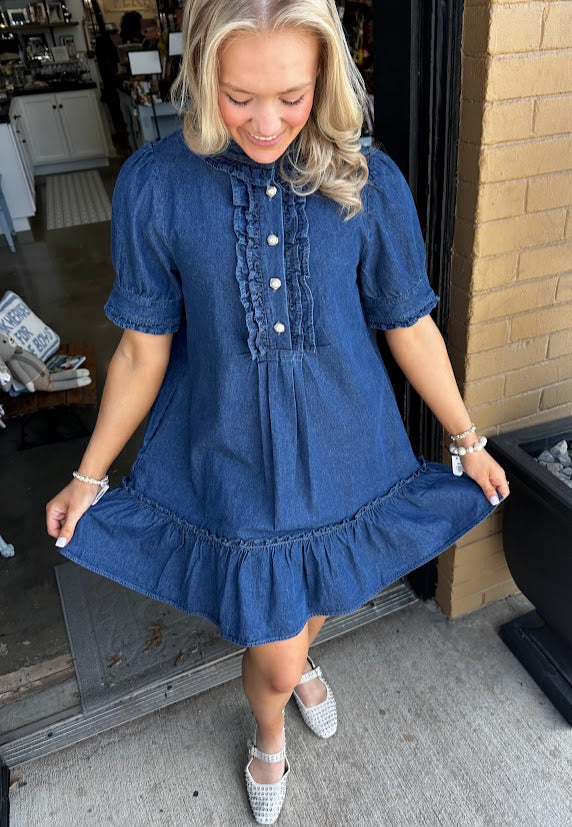 Harper Denim Ruffle Dress