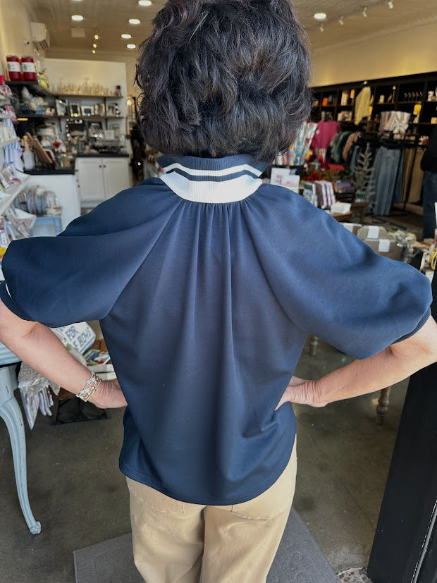 Blaire Navy Stripe Knit Top